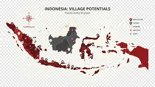 Map of Indonesia showing village potentials